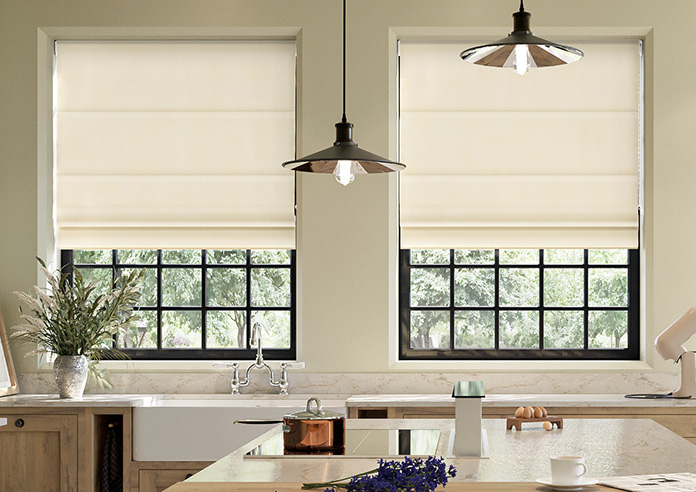 Florence Faux Suede, Fresh Cream - Motorised Roman Blind - Image 3